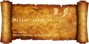 Miller Jolán névjegykártya