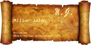Miller Jolán névjegykártya
